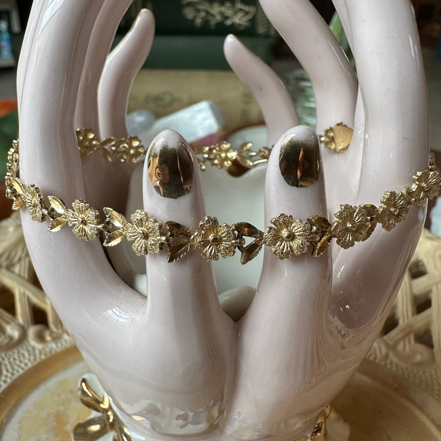 14k Gold Daisy Flower Bracelet Fine Jewelry