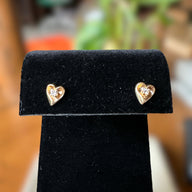 14k Gold Diamond Heart Stud Earrings Fine Jewelry
