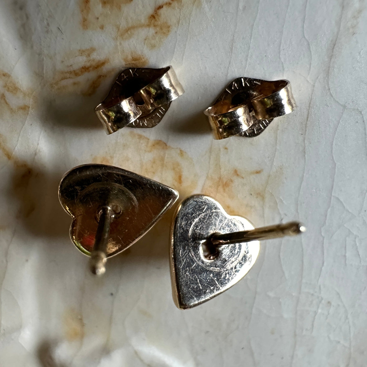 14k Gold Diamond Heart Stud Earrings Fine Jewelry