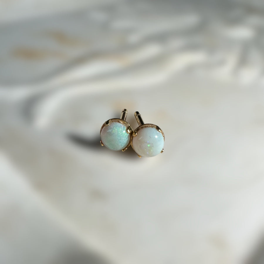 14k Natural Opal Stud Earrings