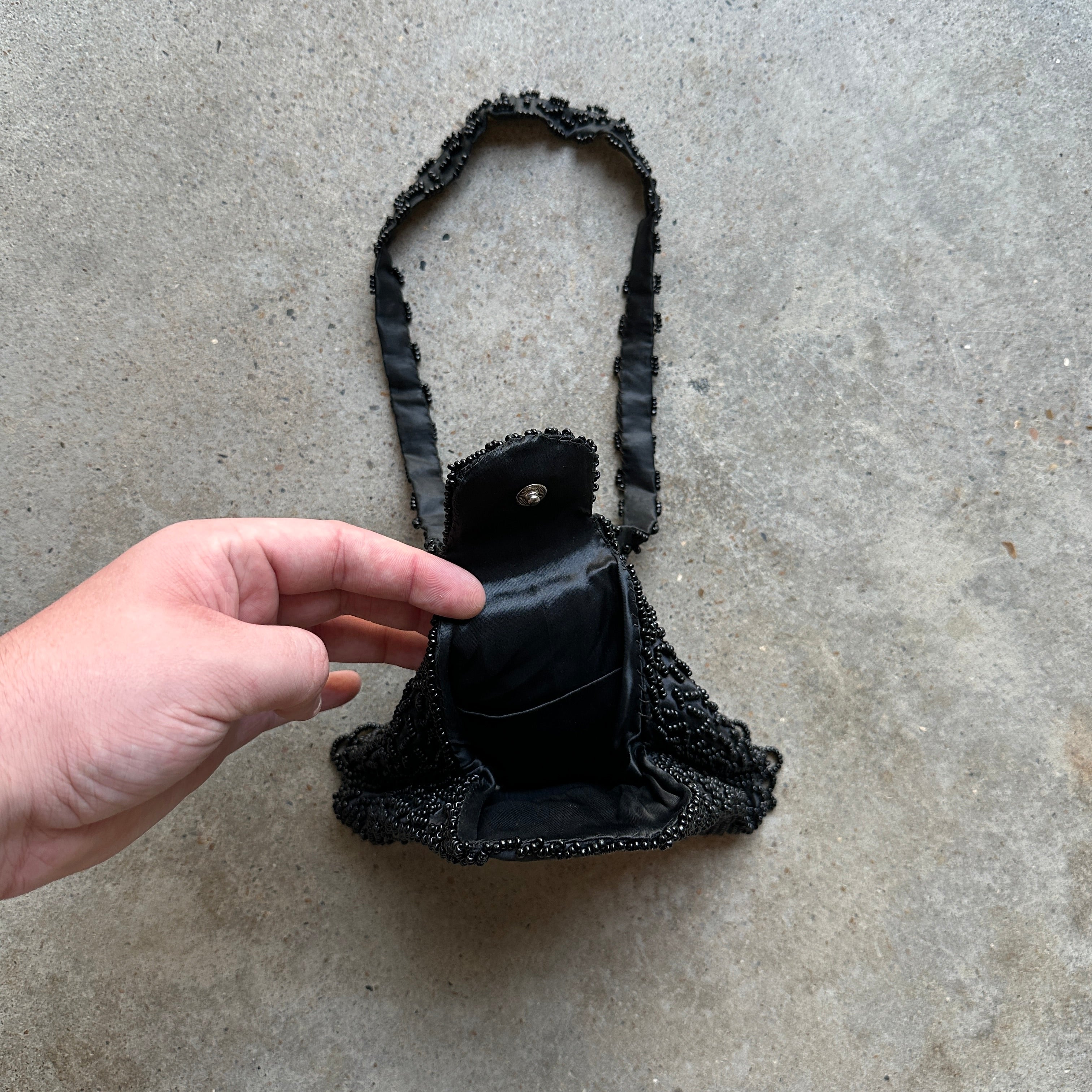 1950s “Walborg” black triangular beaded Evening Bag