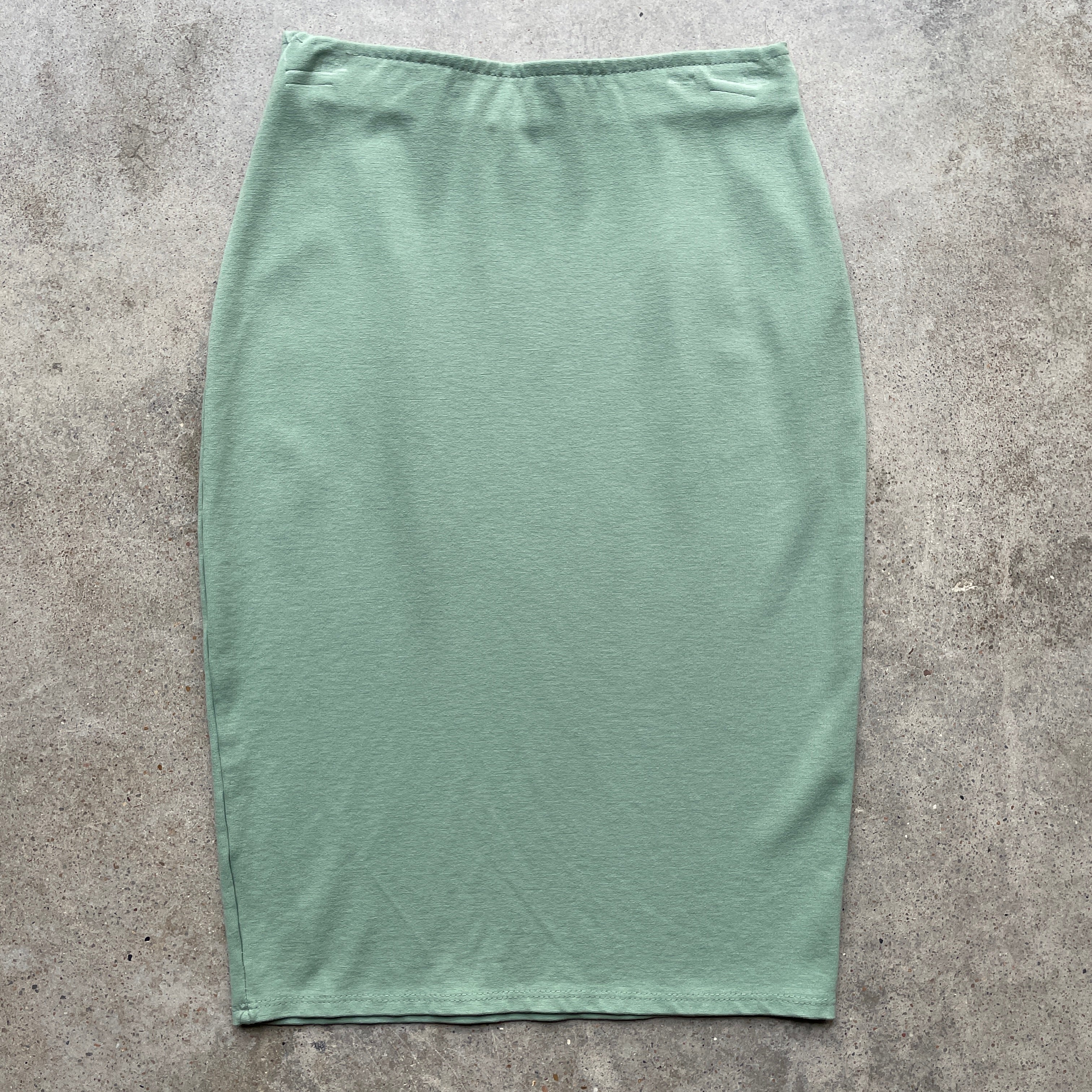 1980s Vintage Sage Green “Rainbow” Mini Pencil Skirt