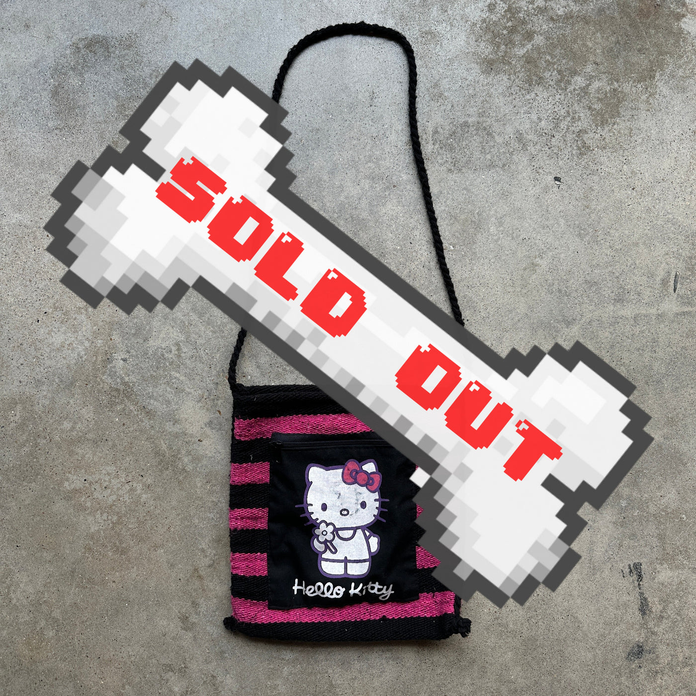 2000s Black/Pink “Hello Kitty” Knit Crossbody Bag