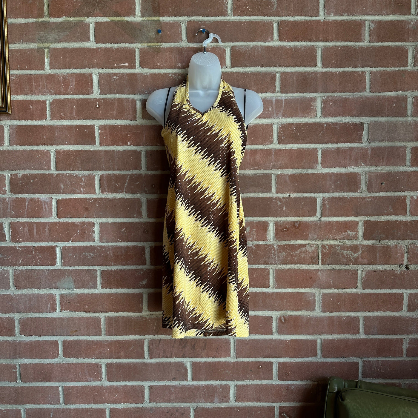 2000s Gold/Brown “Jamie Nicole Collection” Sequin-Dotted Halter Dress