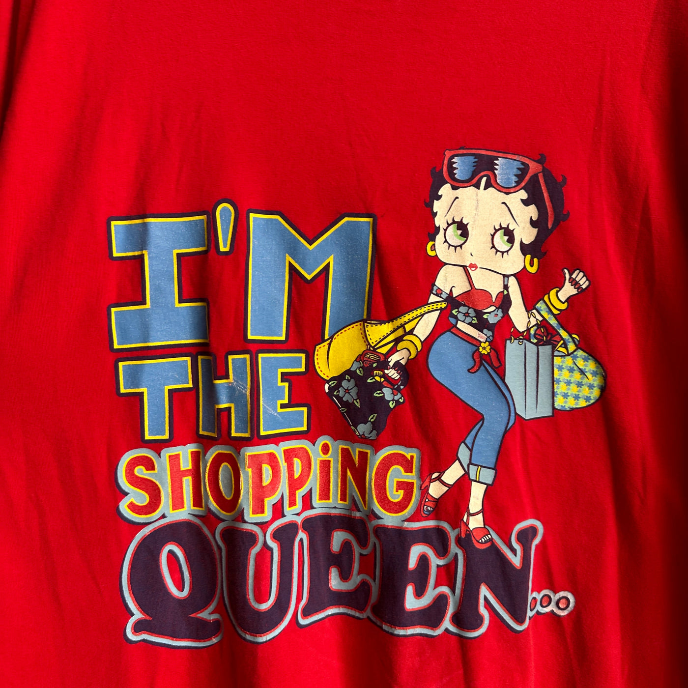 2002 Red Betty Boop “I’m the Shopping Queen” V-Neck T-Shirt