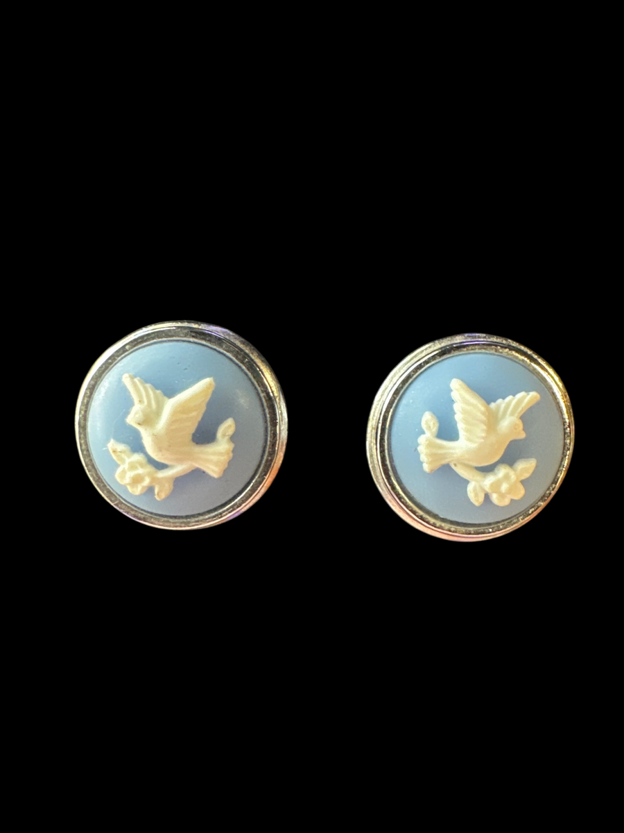 Vintage Avon Wedgewood Dove Cameo Studs