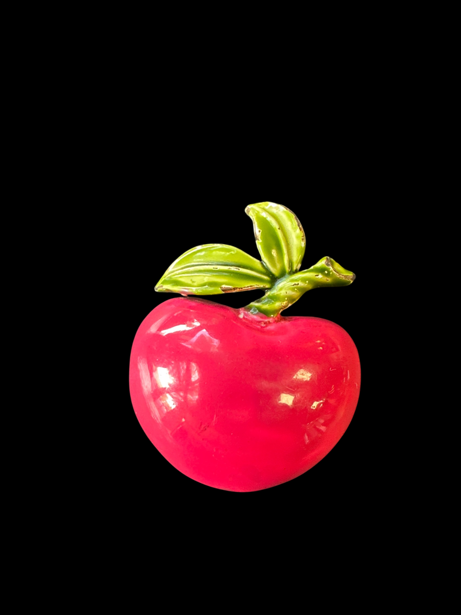vintage pink enamel apple brooch