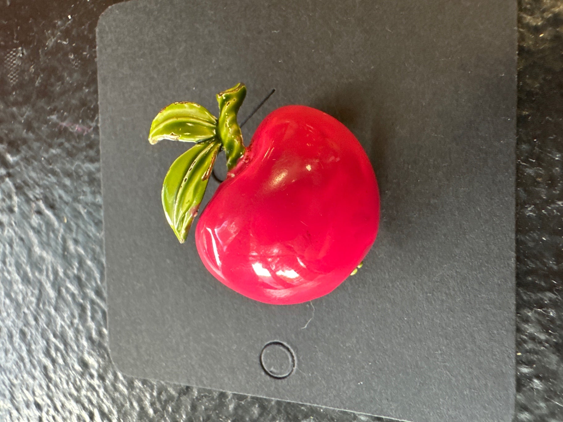 vintage pink enamel apple brooch