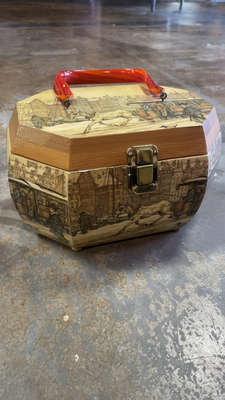 1960s Anton Pieck Decoupage Wood Box Purse | DOG EAT DOG