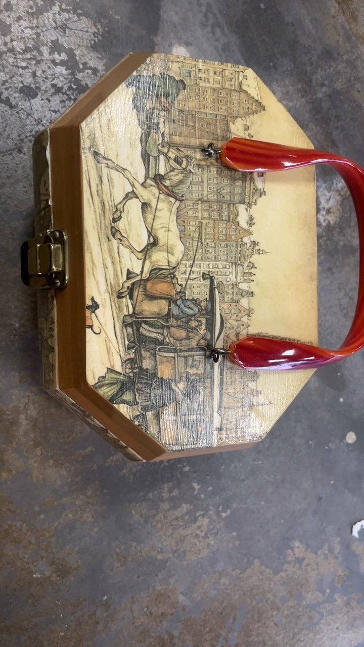 1960s Anton Pieck Decoupage Wood Box Purse | DOG EAT DOG