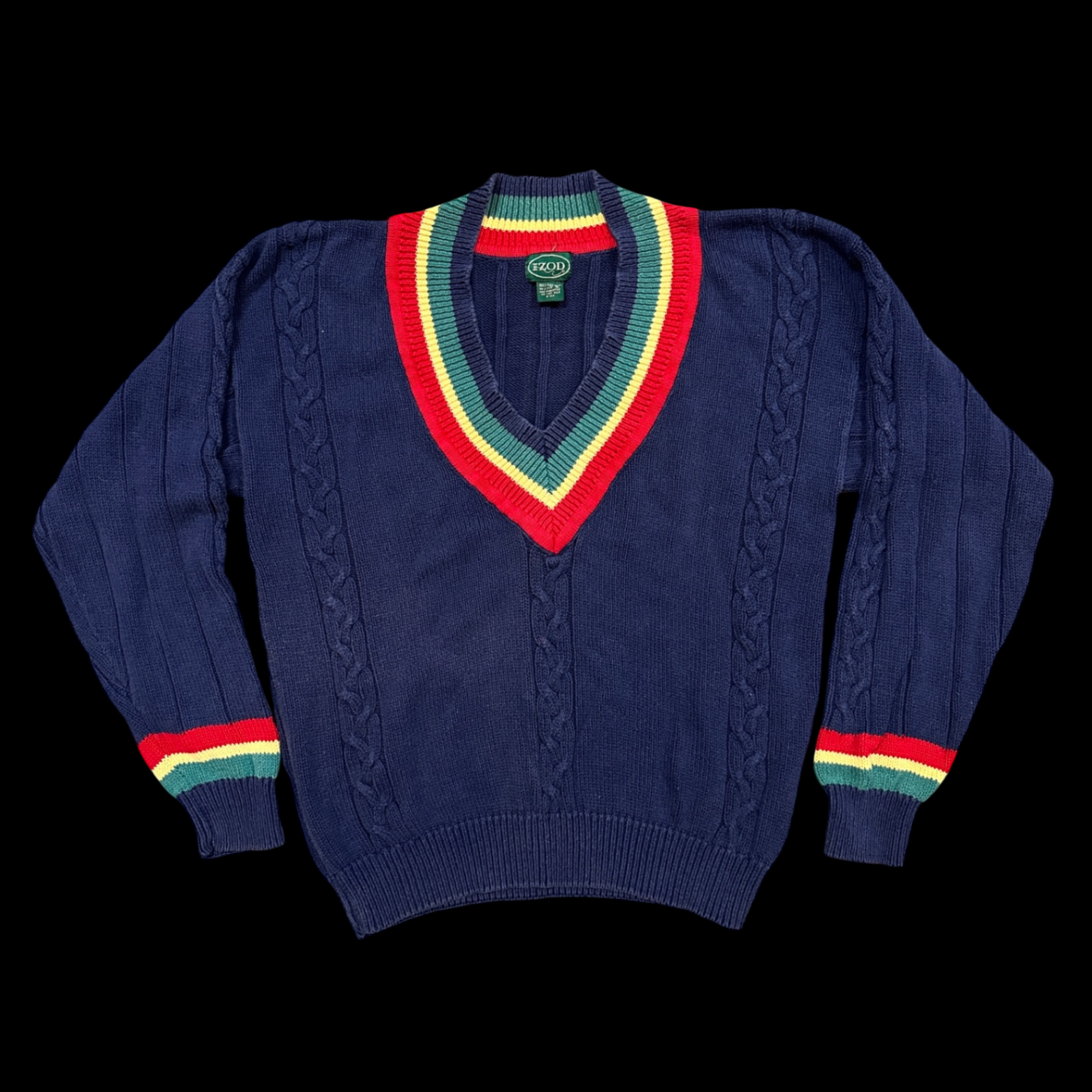 90s Izod Cable Knit V-Neck Sweater