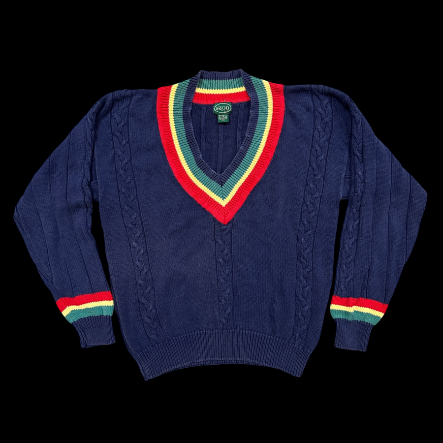 90s Izod Cable Knit V-Neck Sweater
