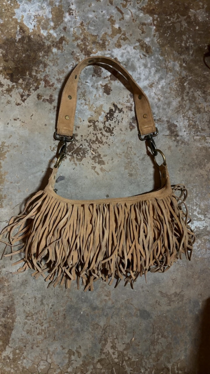 2000s Jennifer Lopez Suede Fringe Purse
