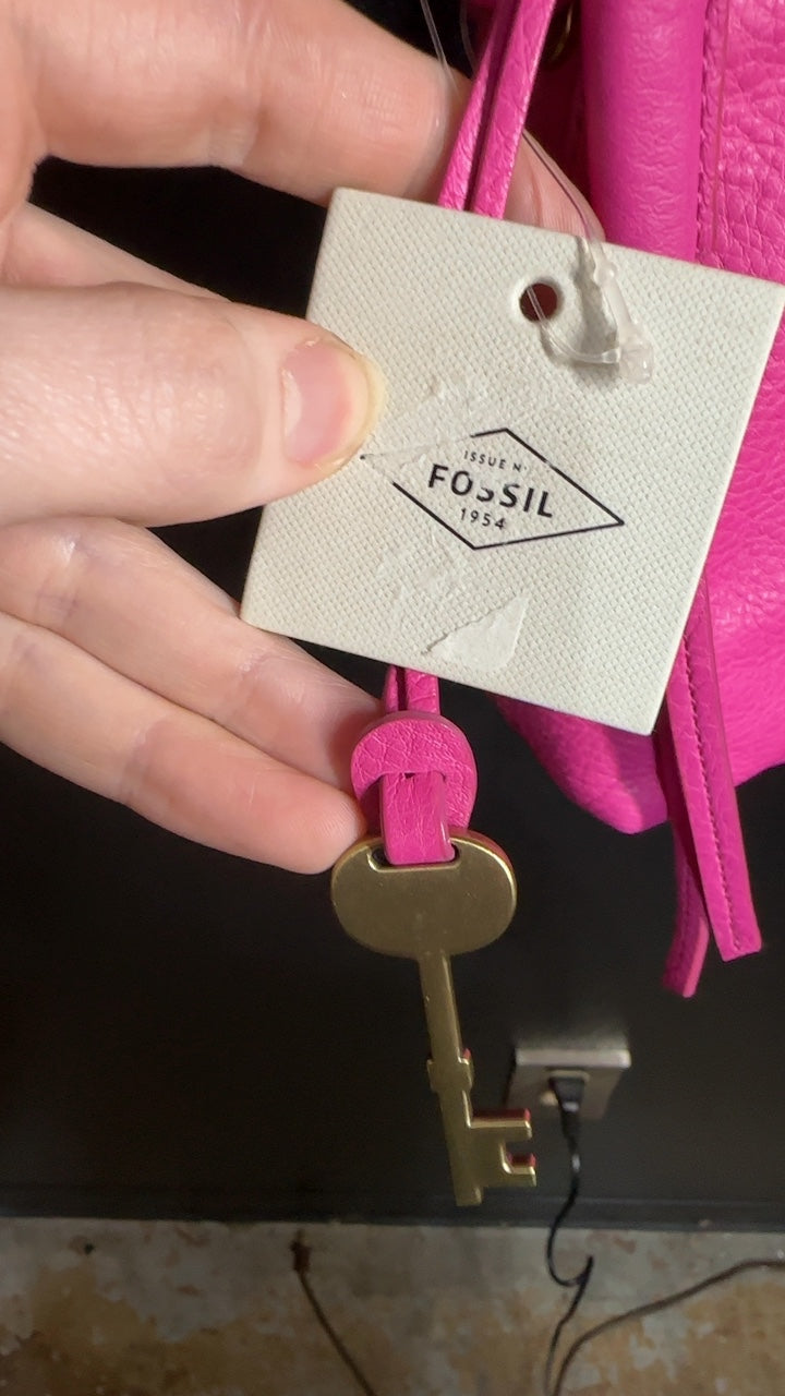 FOSSIL Maya Leather Crossbody in Hot Pink NEW WITH TAGS