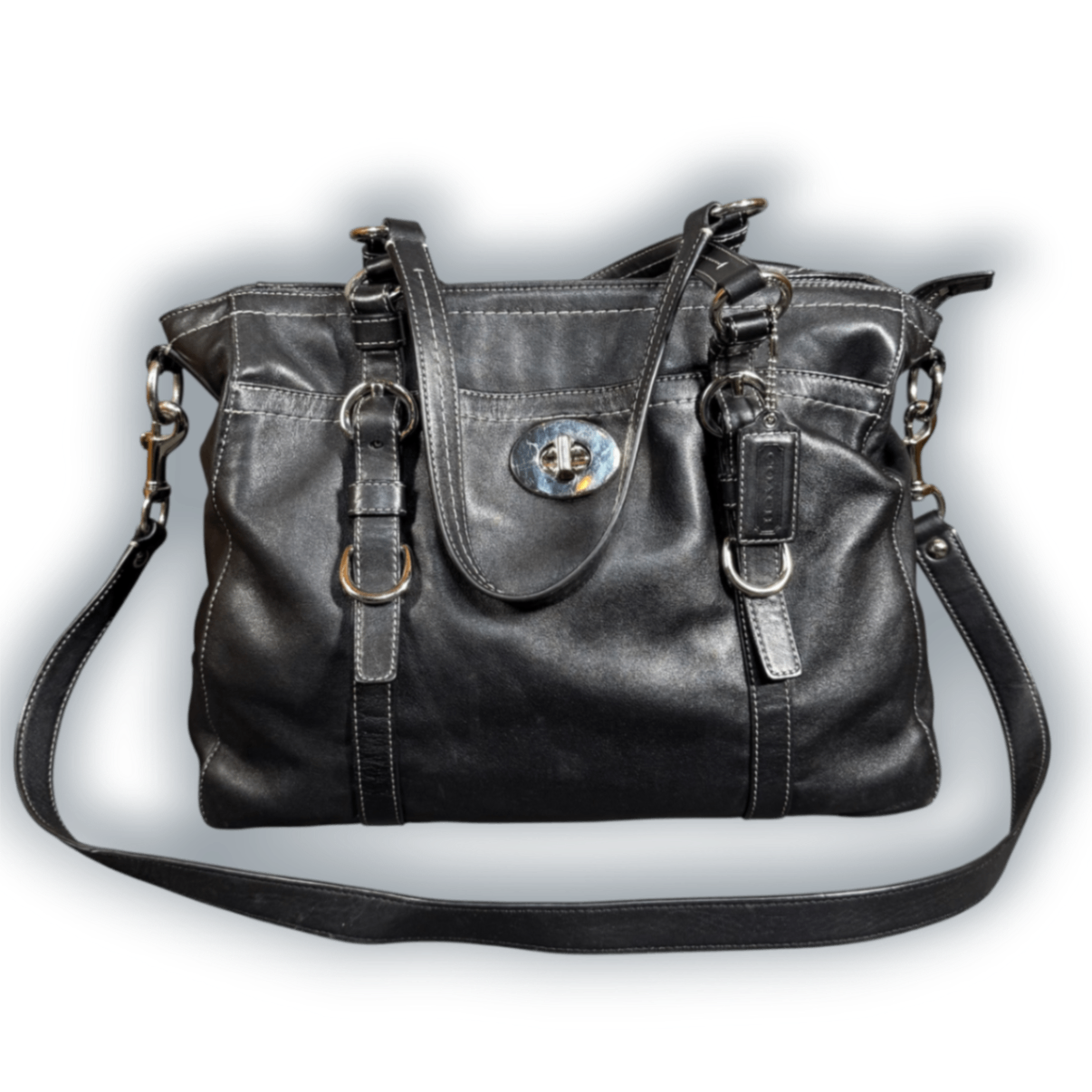 Y2k COACH Chelsea Black Leather Satchel/Tote Bag