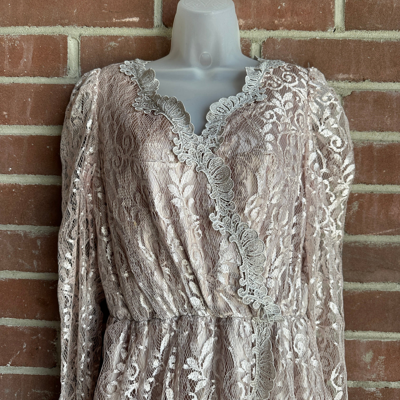 80s Blush Pink Lace “Alicia” Gown