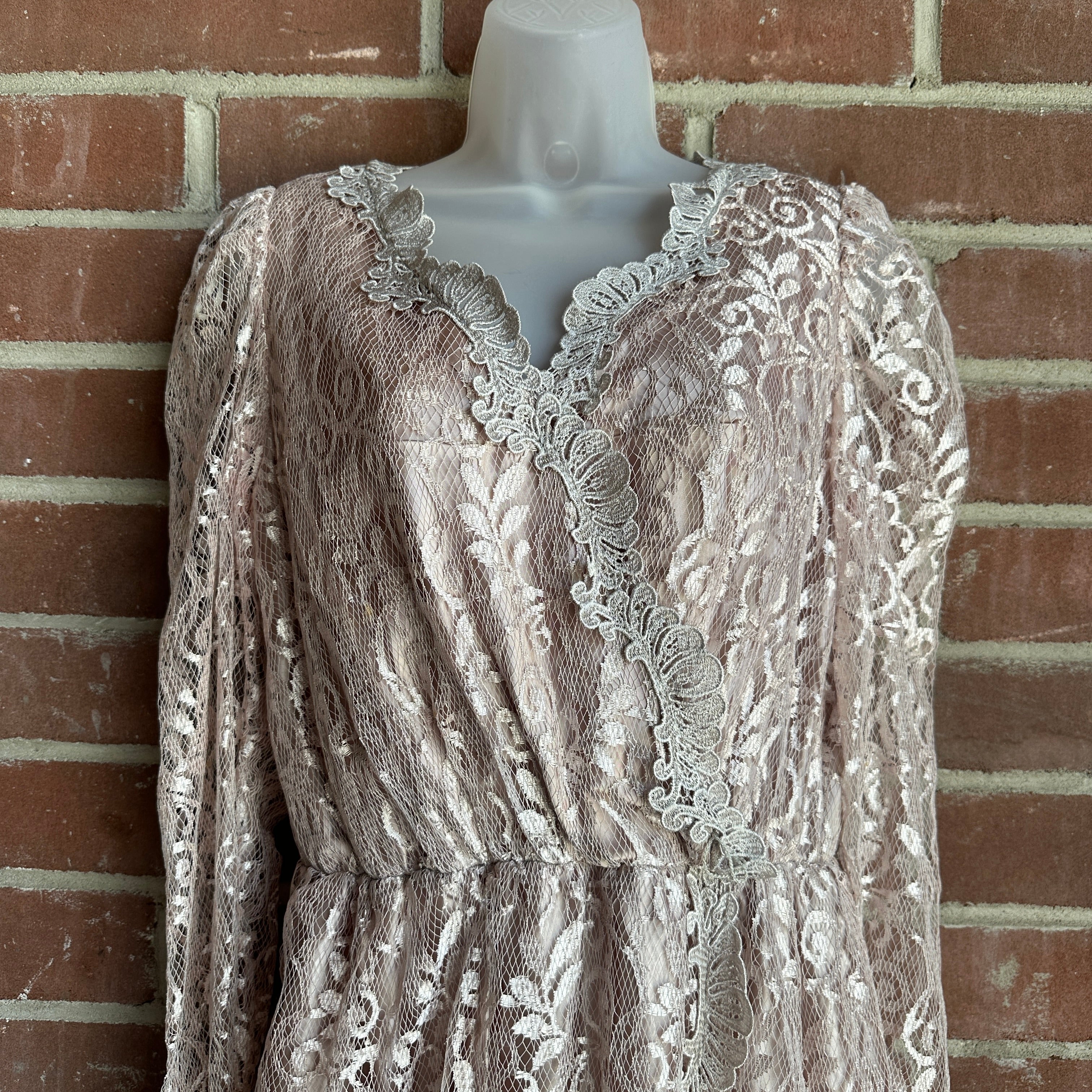 80s Blush Pink Lace “Alicia” Gown