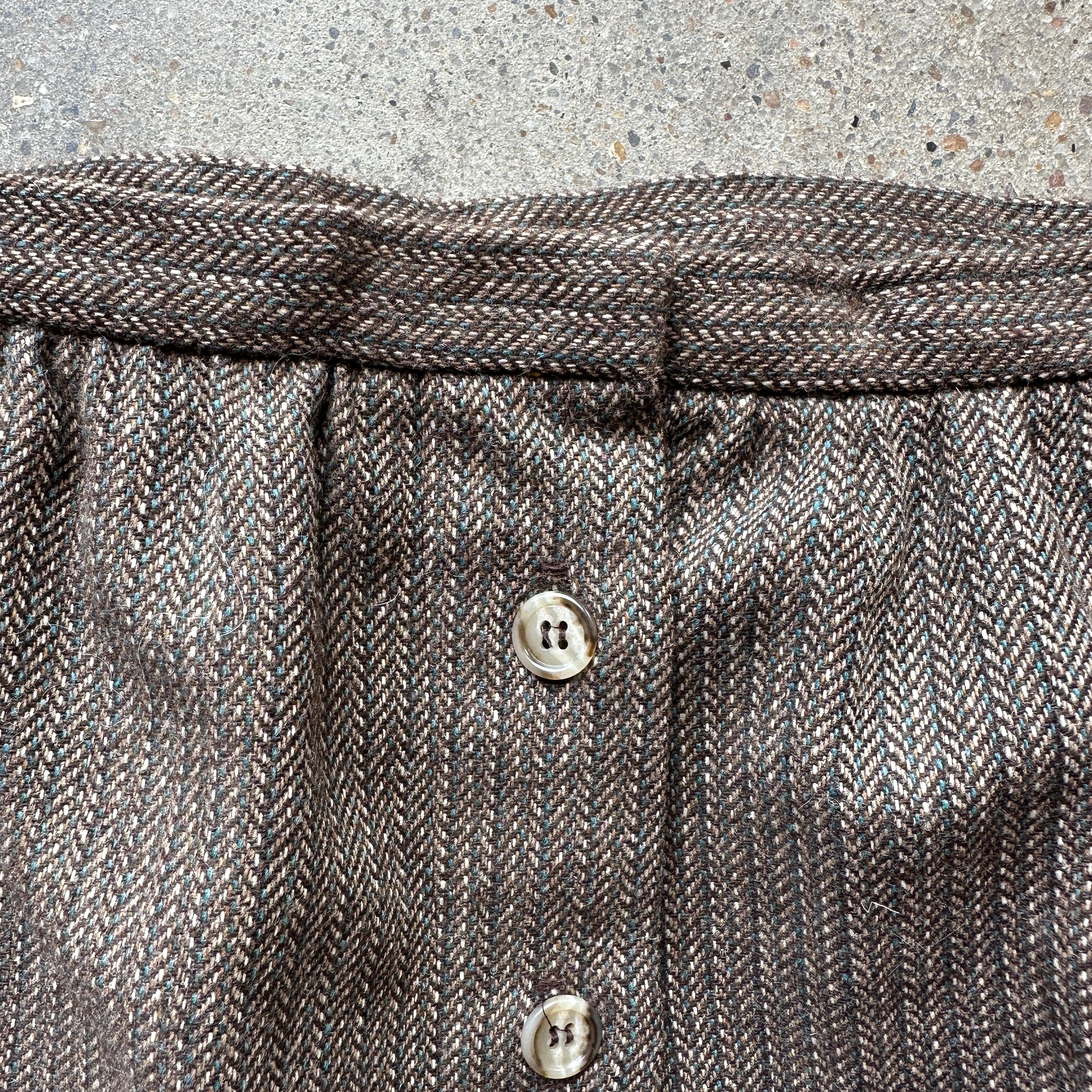 80s Brown/Blue Wool “Century of Boston” Skirt