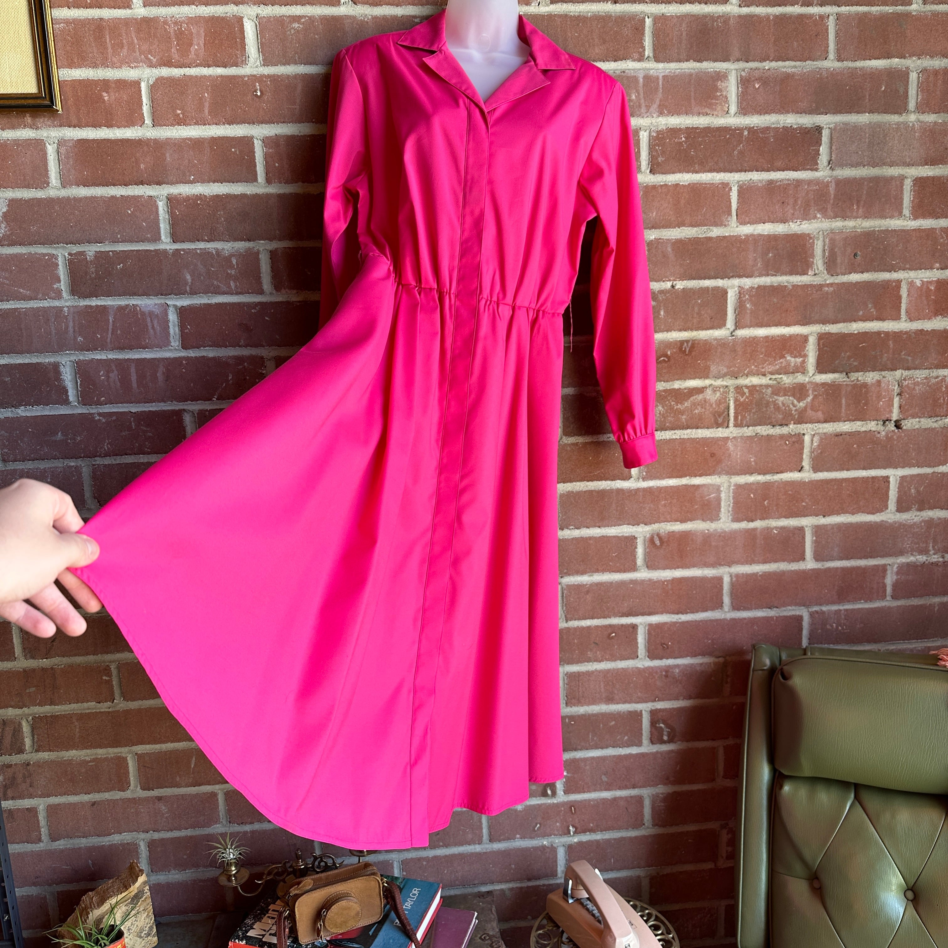 80s Hot Pink “Willi of California, Made in USA” Shirt Dress