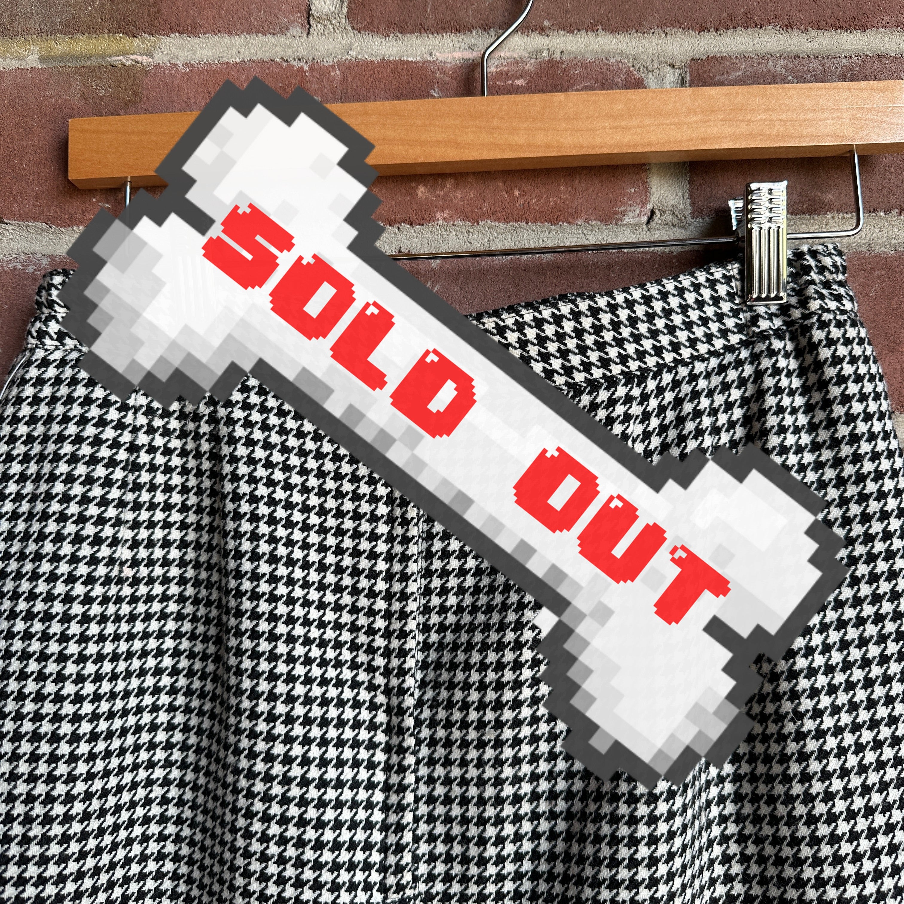 80s Poly/Wool Houndstooth Straight Skirt w/ Pockets