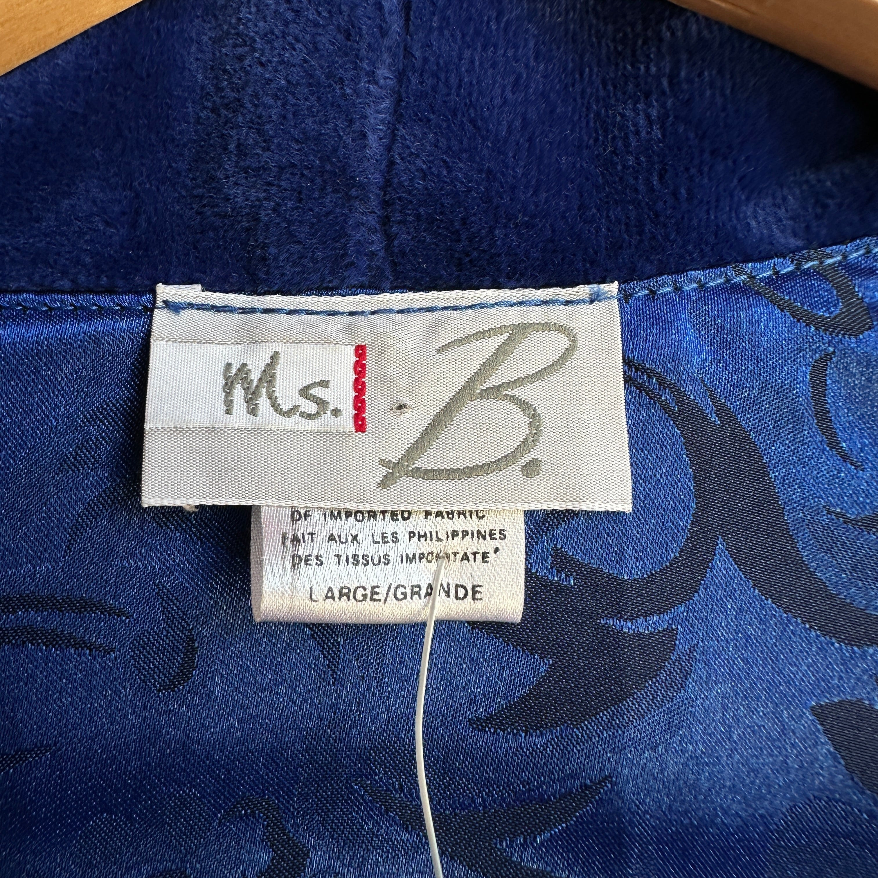 80s Royal Blue “Ms. B” 3-Piece Satin Pajama Set