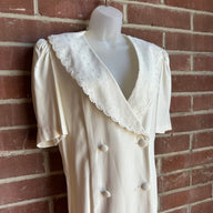 80s White/Cream “All That Jazz, Made in California USA” Shirt Dress
