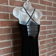 90s/2000s Black/Zebra Print Velvet “Jessica McClintock for Gunne Sax” Column Dress