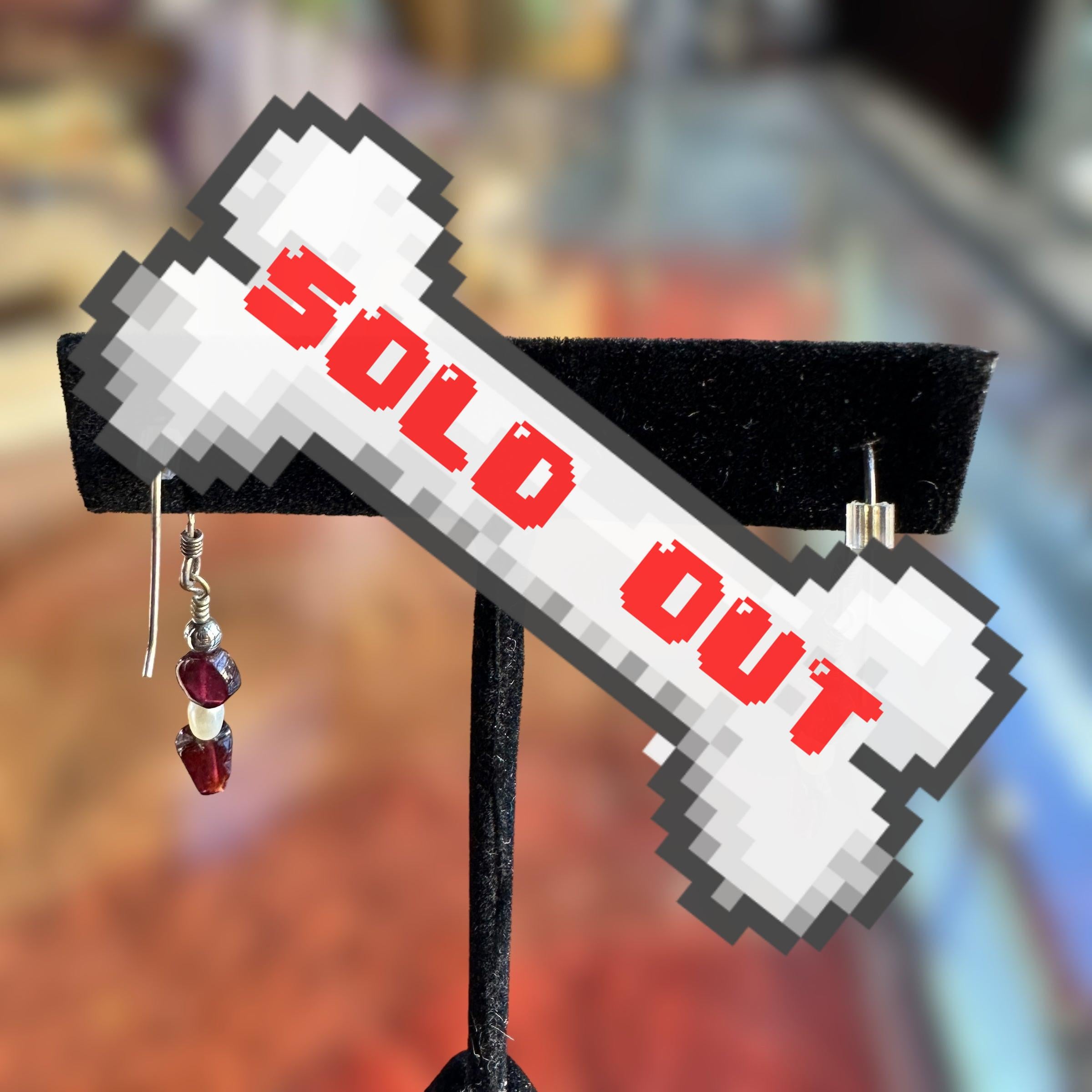 925 Pearl and Garnet Earrings