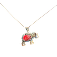 925 + Spiny Red Oyster Elephant Necklace