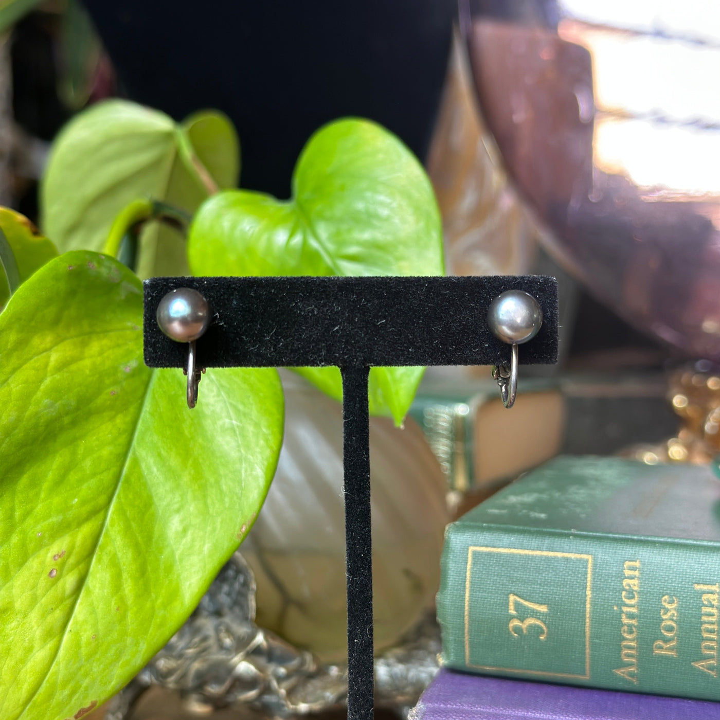 Black Pearl Sterling Silver Clip-On Earrings