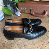 Black Snakeskin Print Leather Women’s “Salvatore Ferragamo” Loafers