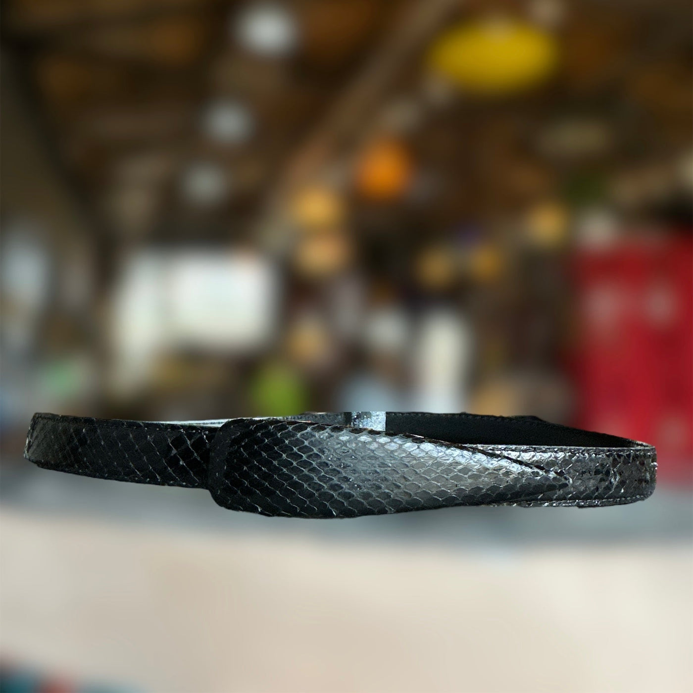 Black snake skin belt
