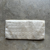 “Bon Soir” White beaded silk clutch