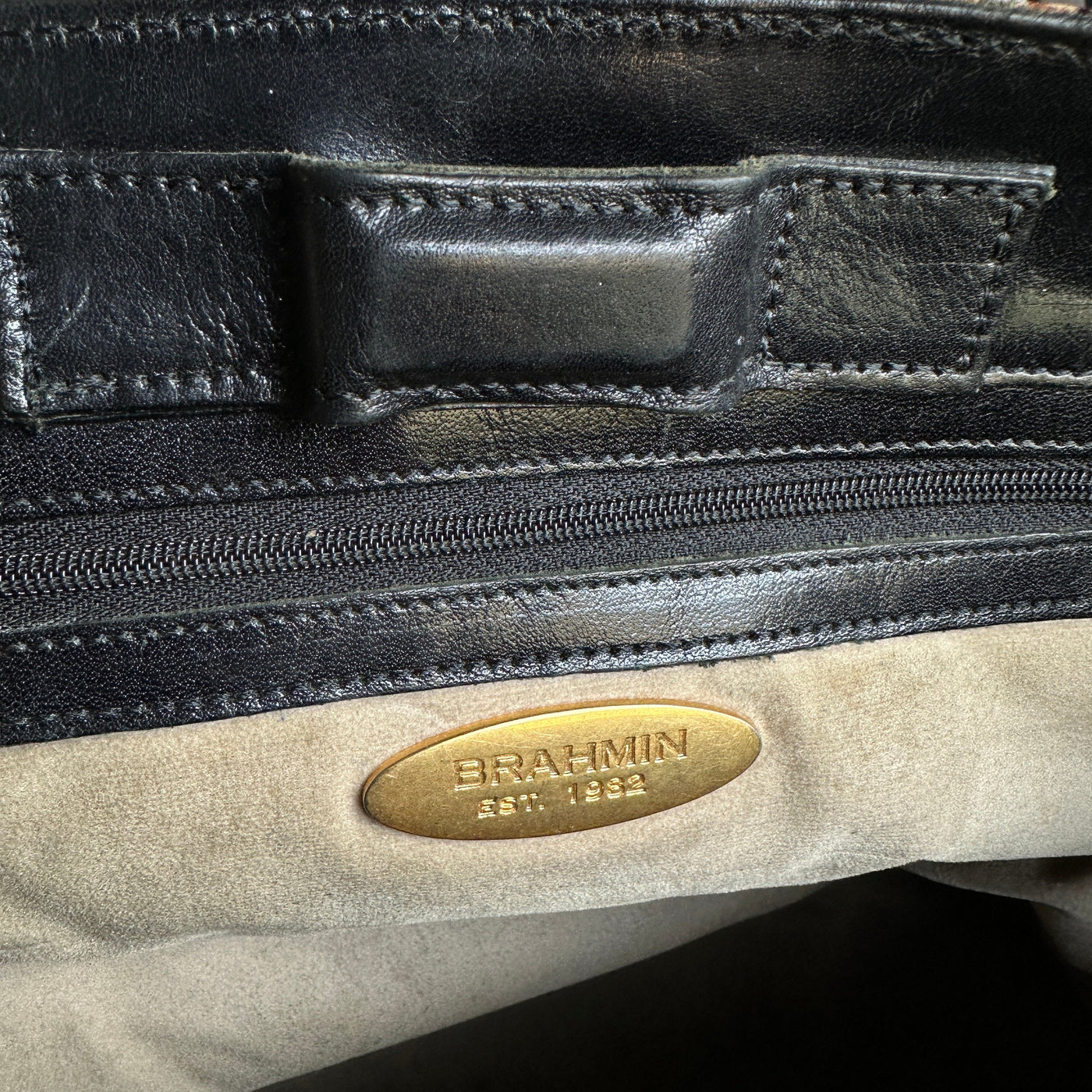 “Brahmin” Black/Brown Croc & Leather Tote Bag