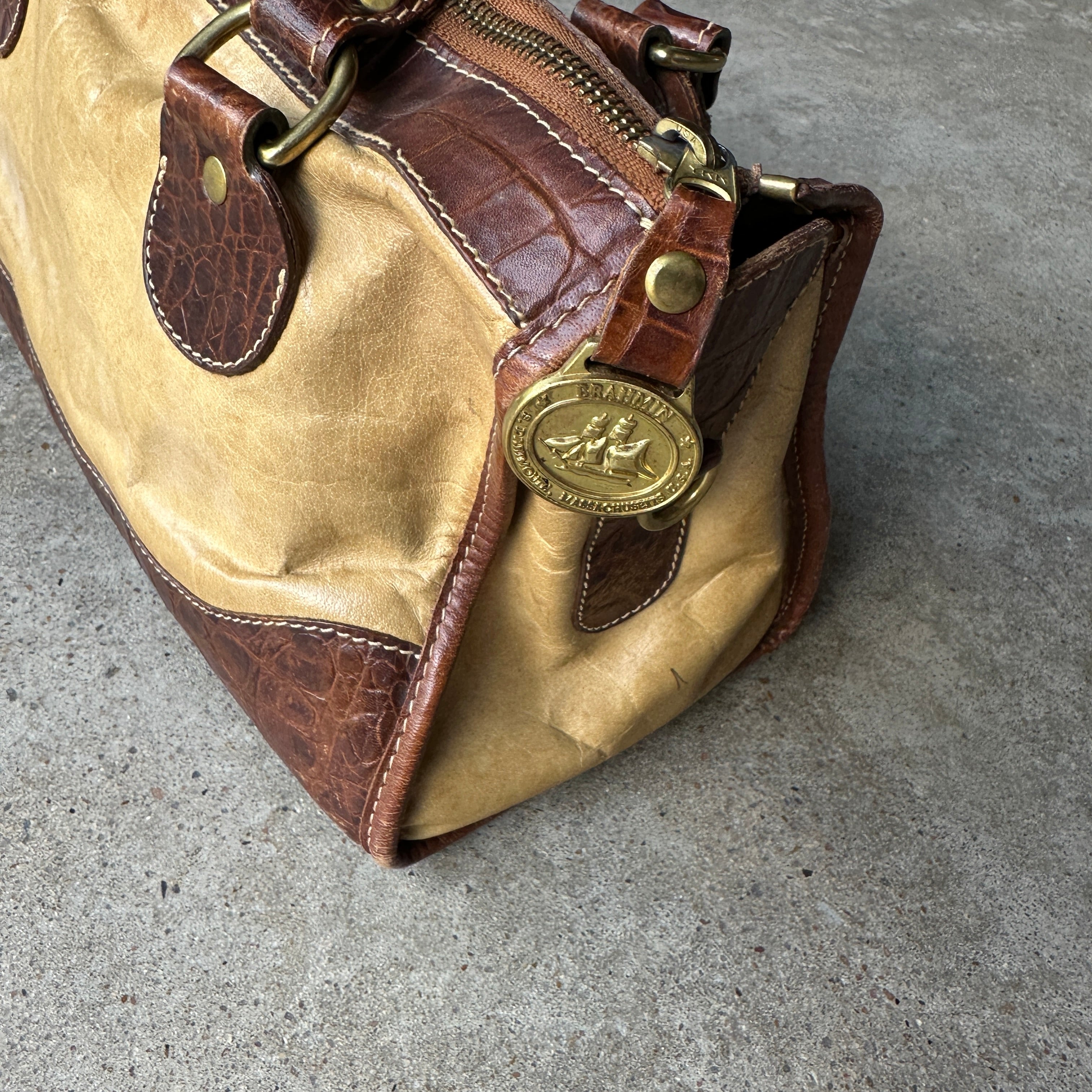 “Brahmin” Croc & Leather Handbag