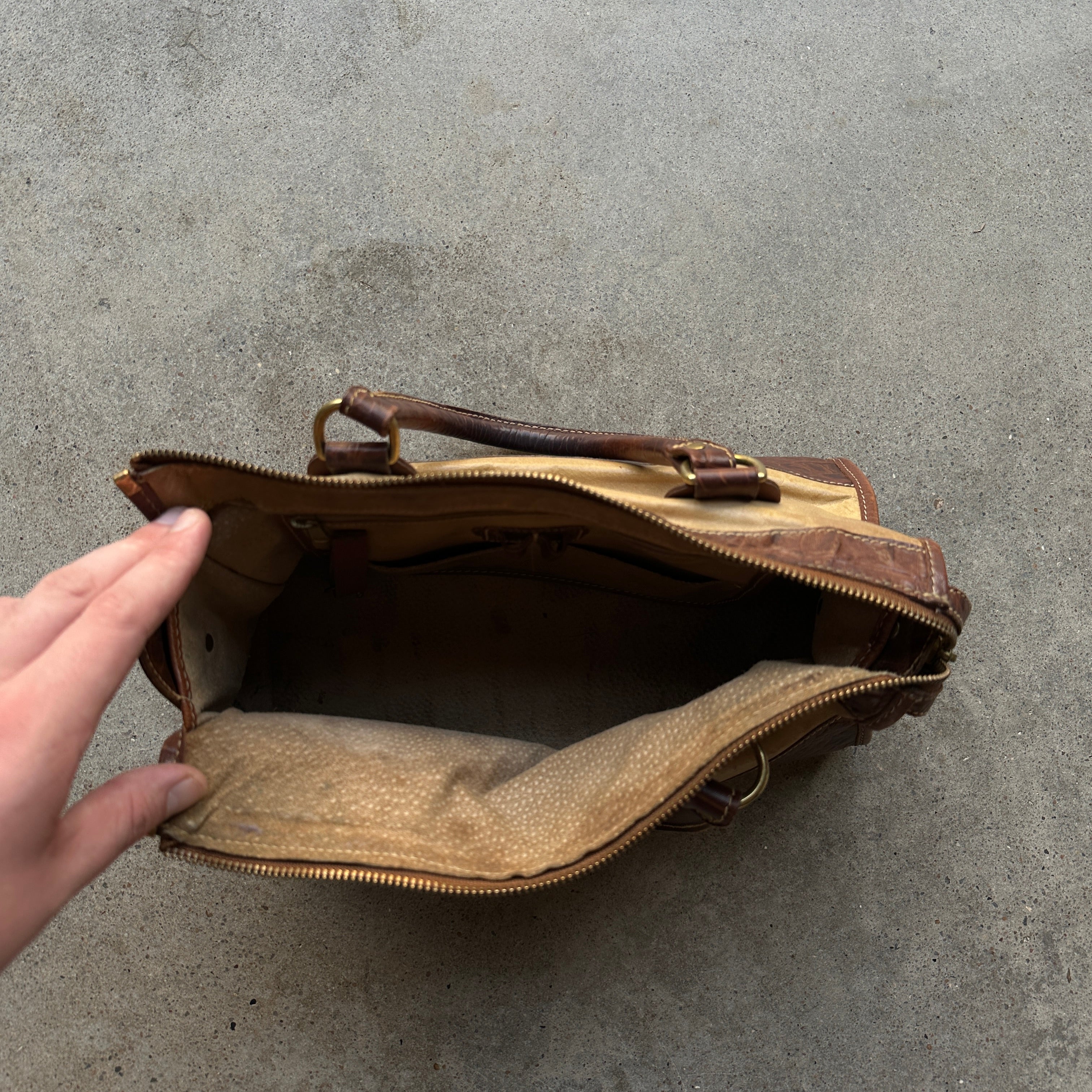 “Brahmin” Croc & Leather Handbag
