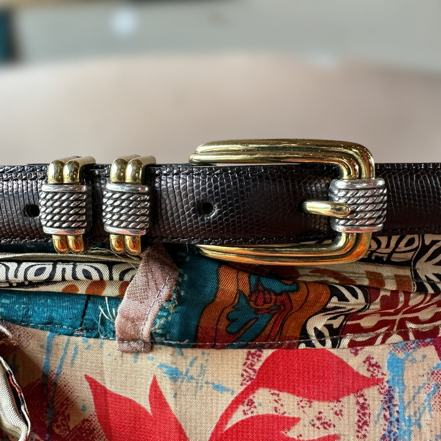 Brighton Classics Leather Belt wit Lizardskin Pattern Emboss