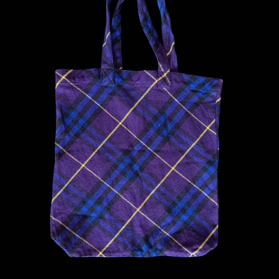 Burberry London Purple Plaid Cotton Tote