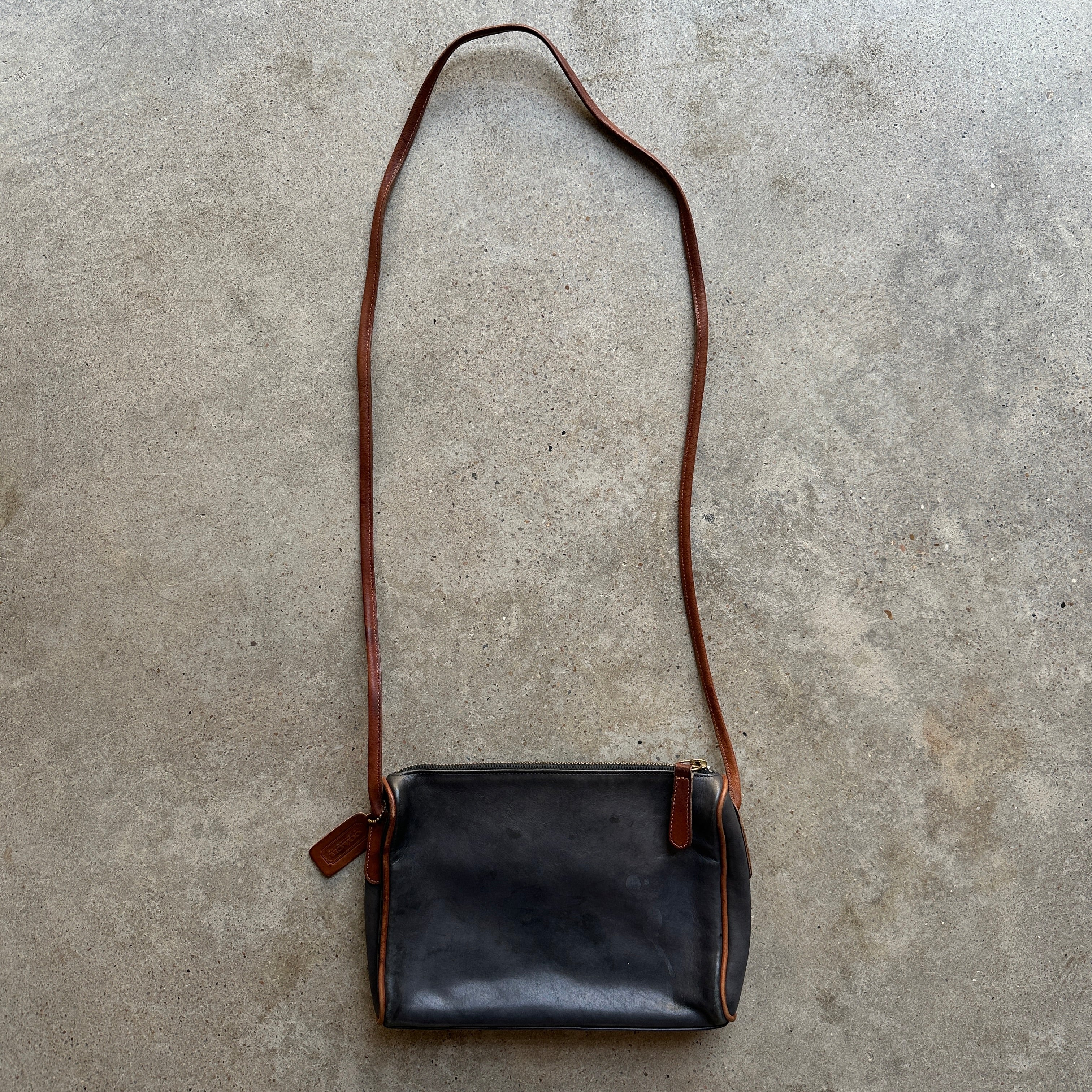 “Coach” Navy Leather Baguette Crossbody Purse