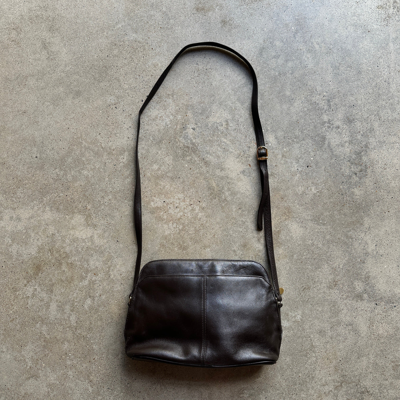 “Étienne Aigner” Brown Leather Baguette Crossbody Purse