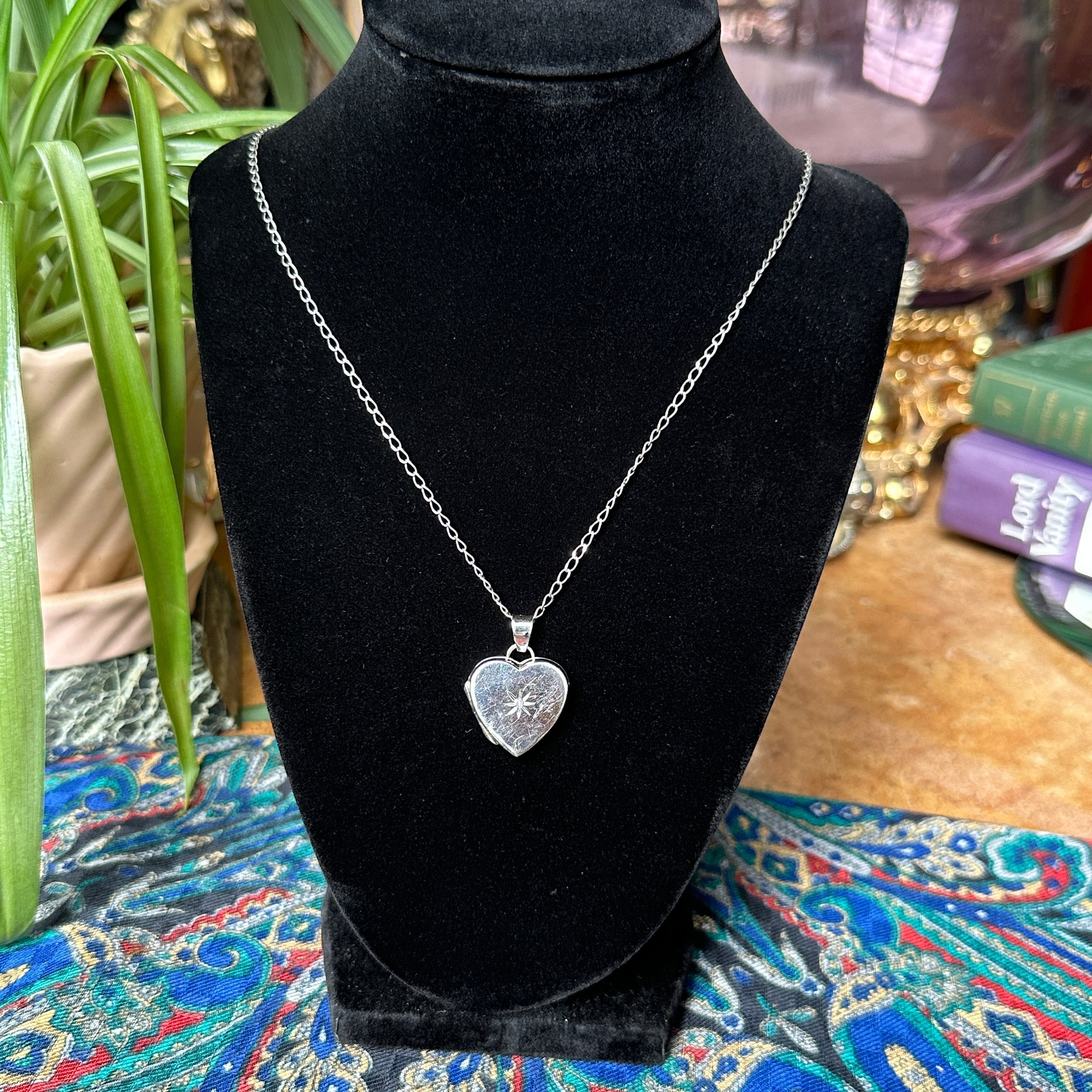 Genuine Diamond Sterling Heart Locket Necklace