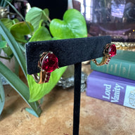 Gold-Plate Sterling Silver and Synthetic Ruby Earrings