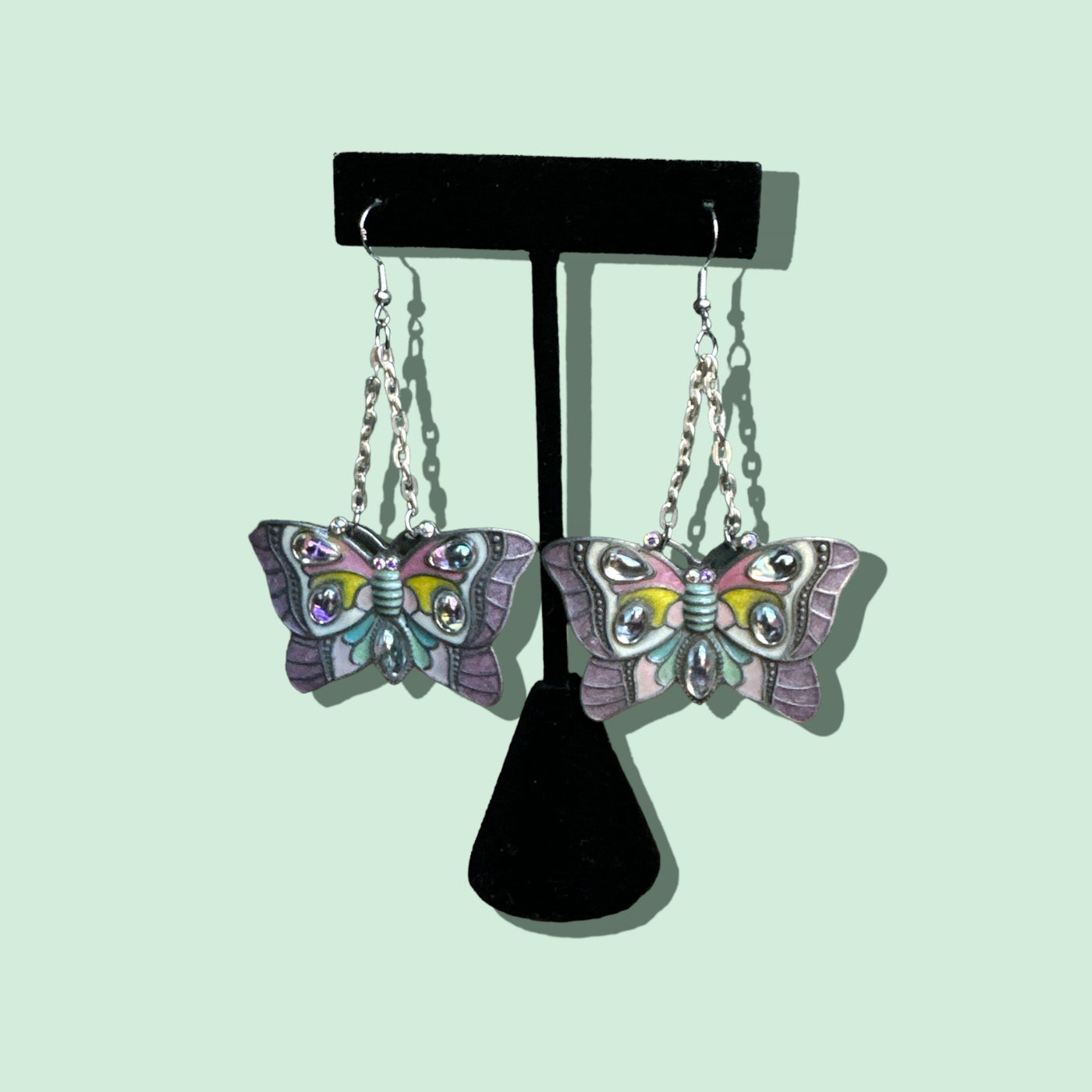 Hand up-cycled Butterfly charm earrings with sterling silver fishhooks