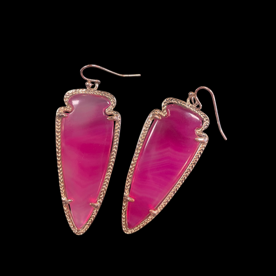 Kendra Scott Pink Agate Arrow Head Earrings