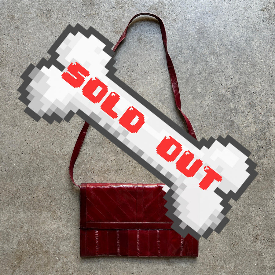 “M.J.” Red Eelskin Baguette Crossbody Clutch Purse
