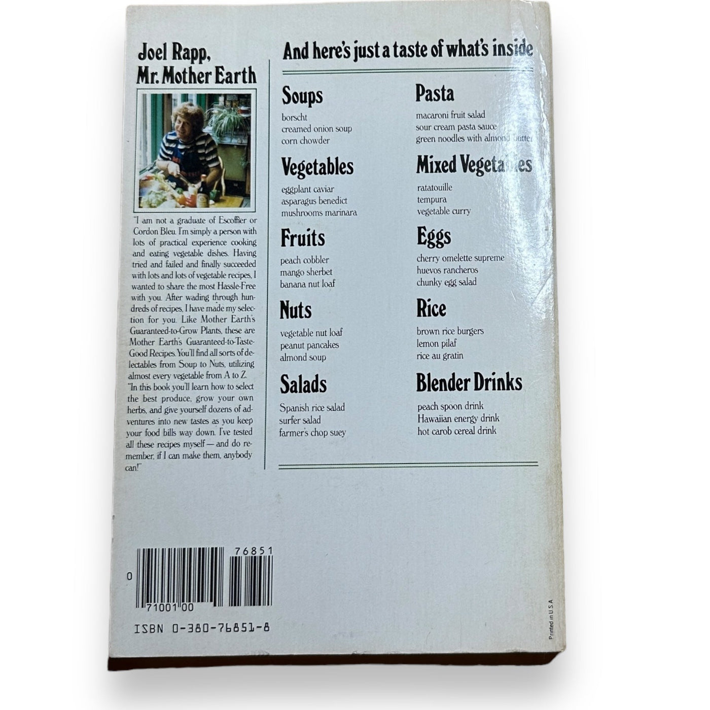 Mother Earth's Hassle-Free Vegetable Cookbook by Joel Rapp