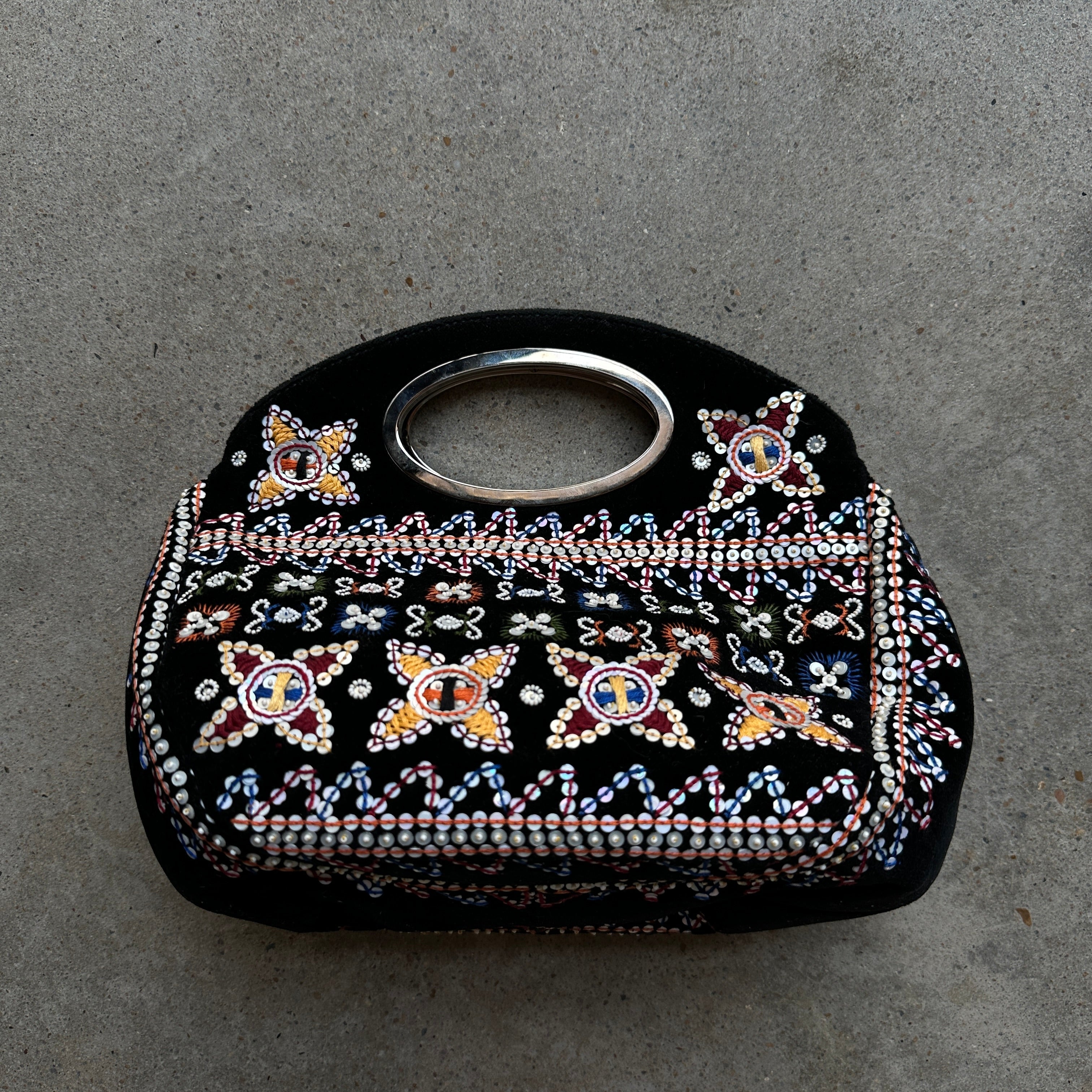 “Oscar de la Renta” Beaded black velvet Clutch Purse