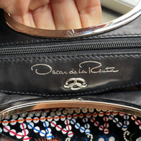 “Oscar de la Renta” Beaded black velvet Clutch Purse