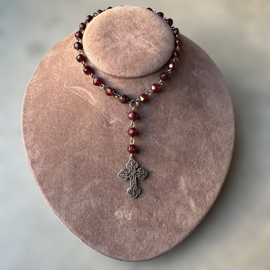 Red Glass vintage Rosary