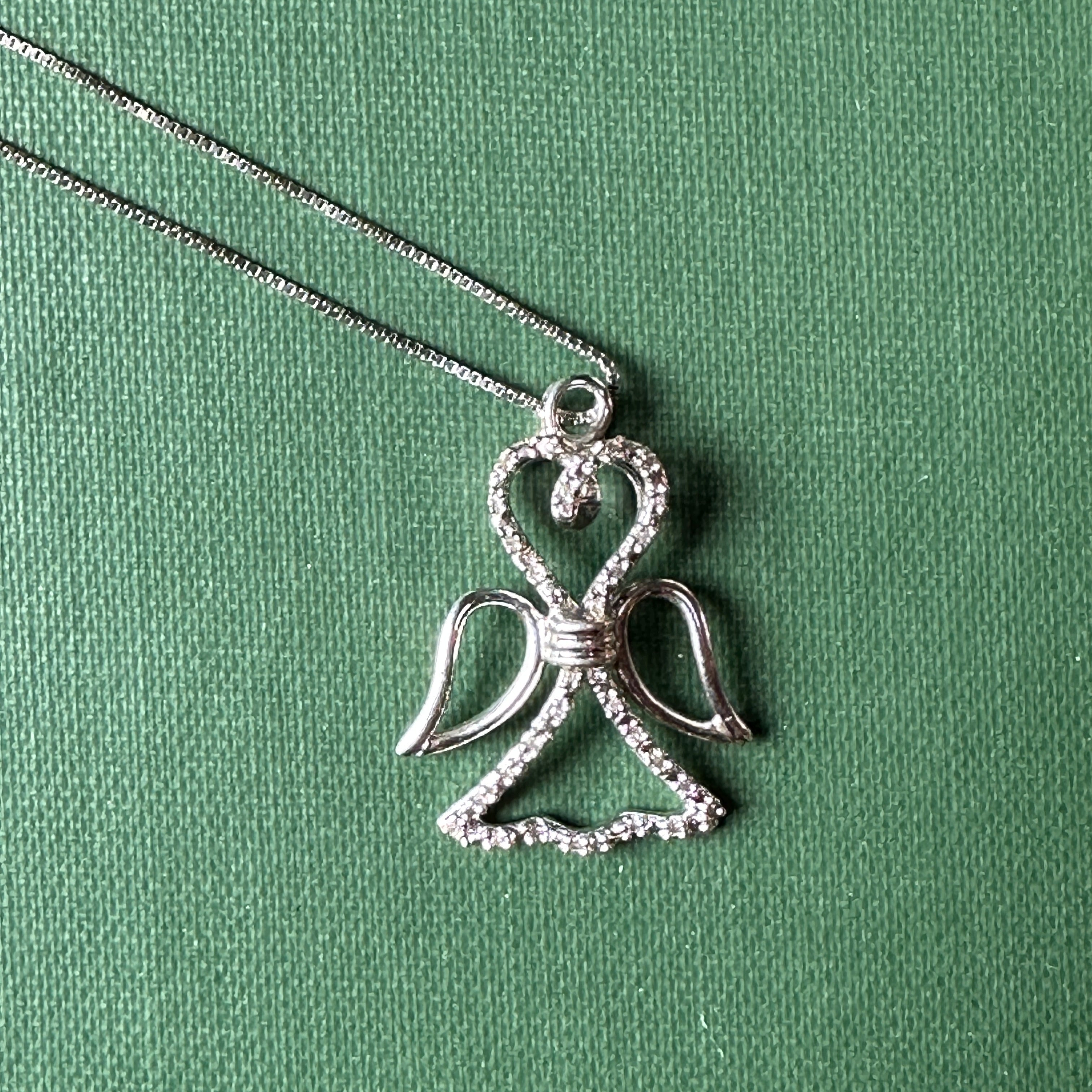 Sterling Genuine Diamond Angel Necklace